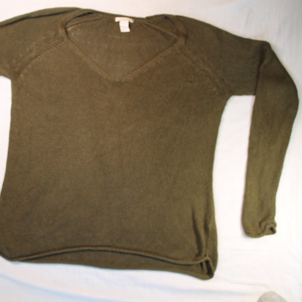 H and m green knit sweater breathable